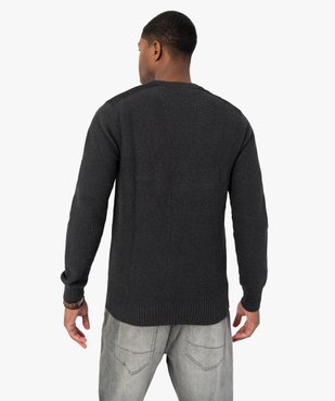 Pull homme en maille fantaisie avec patchs aux épaules vue3 - GEMO (HOMME) - GEMO