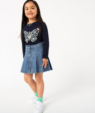 Tee-shirt à manches longues avec motif brodé fille vue5 - GEMO (ENFANT) - GEMO