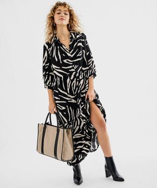 Robe à manches 3/4 imprimée en viscose femme  vue1 - GEMO 4G FEMME - GEMO