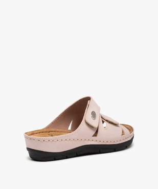 Mules femme confort unies dessus cuir à brides scratch  vue4 - G'FLEX - GEMO