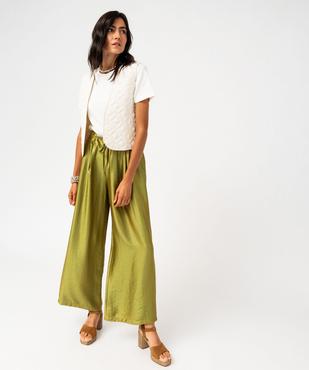 Pantalon large et fluide en viscose gaufrée et satinée femme vue5 - GEMO(FEMME PAP) - GEMO
