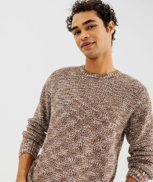 Pull en maille chinée à col rond homme vue2 - GEMO (HOMME) - GEMO