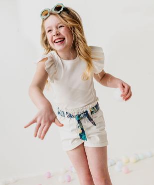 Short en coton taille haute avec ceinture à nouer fille vue4 - GEMO (ENFANT) - GEMO