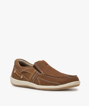 Chaussures bateau homme unies en cuir – Terre de Marins vue2 - TERRE DE MARINS - GEMO