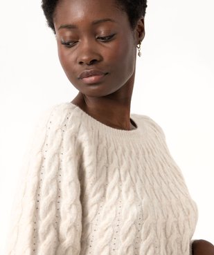 Pull à col rond en maille torsadée femme vue2 - GEMO(FEMME PAP) - GEMO