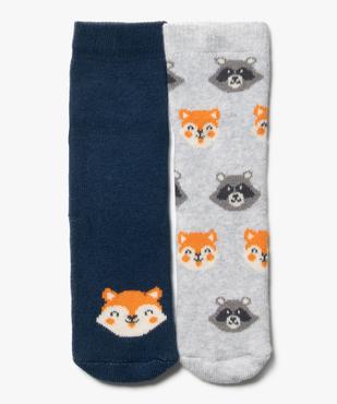 Chaussettes d’intérieur antidérapantes à motifs renards garçon (lot de 2) vue1 - GEMO 4G BEBE - GEMO