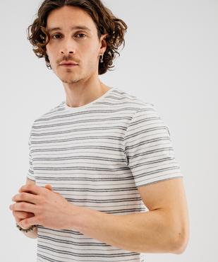 Tee-shirt manches courtes rayé en maille piquée homme vue2 - GEMO 4G HOMME - GEMO