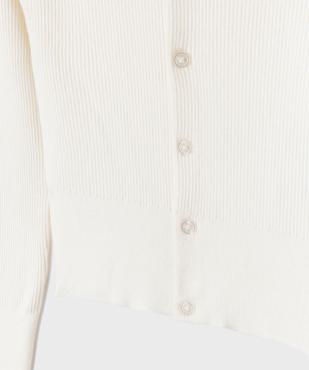 Gilet col rond en maille côtelée fille vue3 - GEMO (JUNIOR) - GEMO