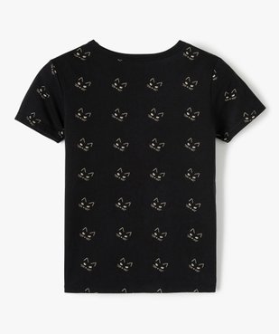 Tee-shirt fille avec motifs têtes de chats phosphorescents vue3 - GEMO (JUNIOR) - GEMO