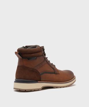 Boots multi-matières avec lacets et zip intérieur homme - Mario Baldano vue4 - MARIO BALDANO - GEMO