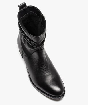 Boots femme dessus en cuir uni plissé vue5 - GEMO (CASUAL) - GEMO