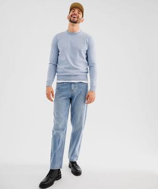 Pull en coton en maille fine à col rond homme  vue2 - GEMO (HOMME) - GEMO