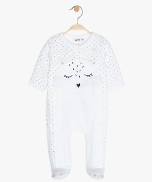 Pyjama bébé fille ouverture devant avec motif chat vue1 - GEMO(BB COUCHE) - GEMO