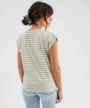 Tee-shirt rayé à manches ultra courtes femme vue4 - GEMO 4G FEMME - GEMO