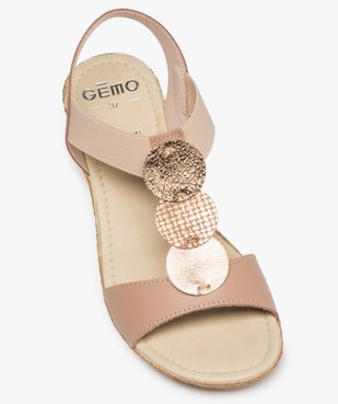 Sandales confort femme métallisées à talon compensé vue5 - GEMO (CONFORT) - GEMO