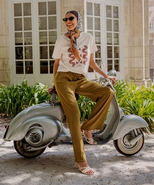 Pantalon ample en satin froissé femme vue1 - GEMO 4G FEMME - GEMO