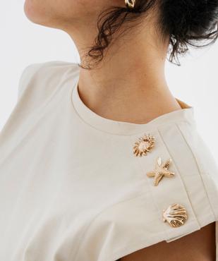 Tee-shirt sans manches avec boutons fantaisie sur l’épaule femme vue2 - GEMO 4G FEMME - GEMO