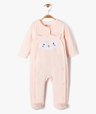 Pyjama en velours ouverture devant motif animal et pois dorés bébé vue1 - GEMO 4G BEBE - GEMO