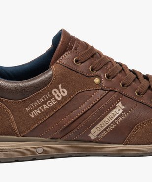 Tennis homme baskets de ville multimatières avec surpiqûres vue6 - GEMO (HOMME) - GEMO