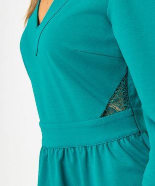 Robe courte à manches 3/4 et col V femme vue2 - GEMO(FEMME PAP) - GEMO