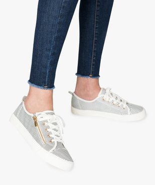 Tennis femme en toile avec double fermeture lacets et zip vue1 - GEMO (SPORTSWR) - GEMO