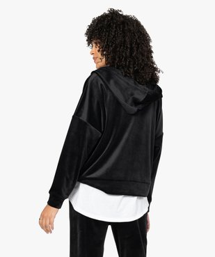 Sweat femme zippé à capuche en velours vue3 - GEMO(FEMME PAP) - GEMO