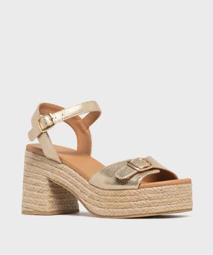 Sandales à talon et plateforme en corde femme vue2 - FOLLOW ME - GEMO