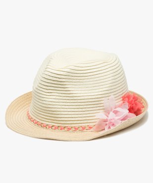 Chapeau fille avec ruban tressé et fleurs en relief vue1 - GEMO (ENFANT) - GEMO