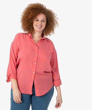 Chemise femme grande taille unie à manches longues vue2 - GEMO (G TAILLE) - GEMO