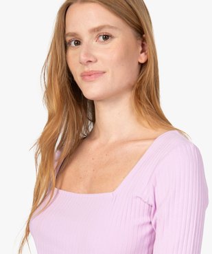 Tee-shirt femme à manches courtes en maille côtelée vue2 - GEMO(FEMME PAP) - GEMO