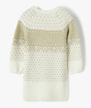 Robe pull fille en maille jacquard dorée vue3 - GEMO (ENFANT) - GEMO