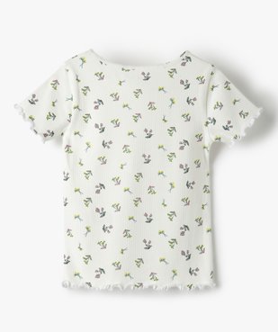 Tee-shirt fille en maille côtelée avec finitions froncées vue3 - GEMO C4G FILLE - GEMO