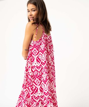 Robe femme imprimée coupe longue avec fines bretelles à nouer vue1 - GEMO(FEMME PAP) - GEMO