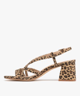 Sandales à brides en toile avec talon flare femme  vue4 - FOLLOW ME - GEMO
