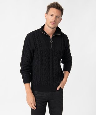 Pull homme en maille torsadée et col camionneur vue1 - GEMO (HOMME) - GEMO