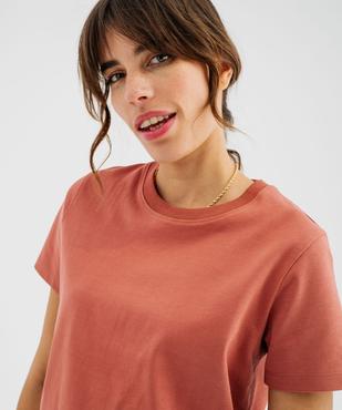 Tee-shirt manches courtes et col rond uni en coton résistant femme vue3 - GEMO(FEMME PAP) - GEMO