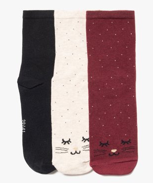 Chaussettes tige haute à motif chat femme (lot de 3 paires) vue1 - GEMO(HOMWR FEM) - GEMO