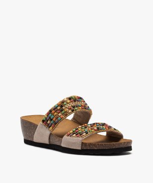 Mules femme confort à larges brides perlées vue2 - GEMO (CASUAL) - GEMO