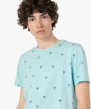 Tee-shirt homme manches courtes à motifs palmiers vue2 - GEMO 4G HOMME - GEMO