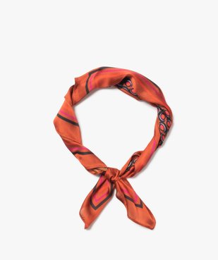 Foulard carré en satin à motif femme vue1 - GEMO 4G FEMME - GEMO
