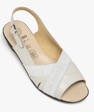 Sandales femme confort en cuir à talon compensé vue5 - GEMO (CONFORT) - GEMO