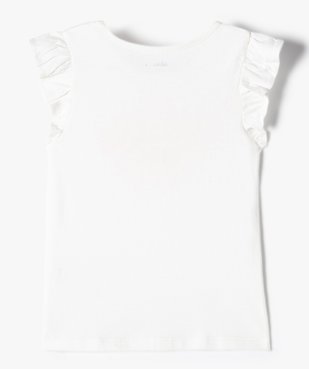 Tee-shirt fille avec inscription pailletée et volants sur les épaules vue3 - GEMO (ENFANT) - GEMO