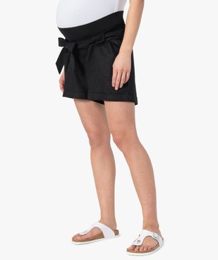 Short de grossesse en lin avec ceinture stretch vue1 - GEMO 4G MATERN - GEMO