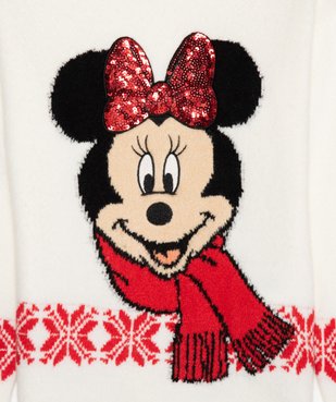 Pull de Noël fille imprimé Minnie avec sequins brodés - Disney vue2 - DISNEY DTR - GEMO