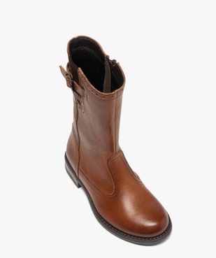 Bottes fille style cavalière en cuir uni avec bride décorative vue5 - GEMO (ENFANT) - GEMO