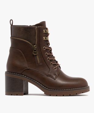 Boots femme à talon large et semelle crantée avec zip fantaisie vue2 - GEMO 4G FEMME - GEMO