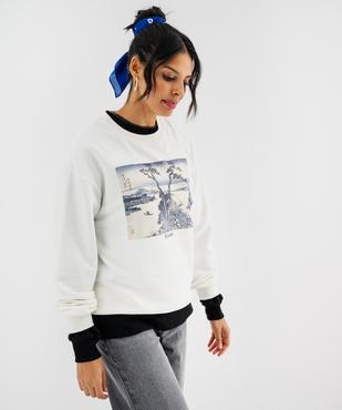 Sweat en molleton doux imprimé femme - Hokusai vue1 - HOKUSAI - GEMO
