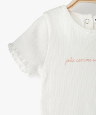 Tee-shirt bébé fille en maille côtelée vue2 - GEMO C4G BEBE - GEMO