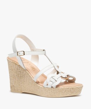 Sandales femme à talon dessus cuir style marin - Tanéo vue2 - TANEO - GEMO