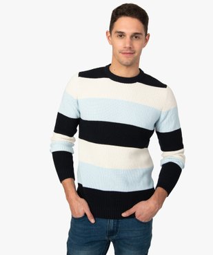 Pull homme à larges bandes colorées vue1 - GEMO (HOMME) - GEMO